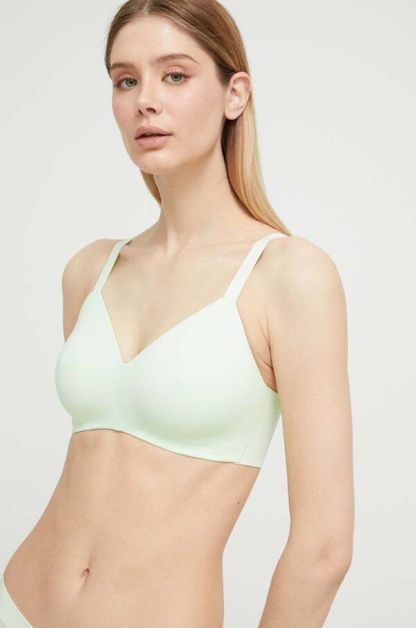 Dkny sutien culoarea verde, neted