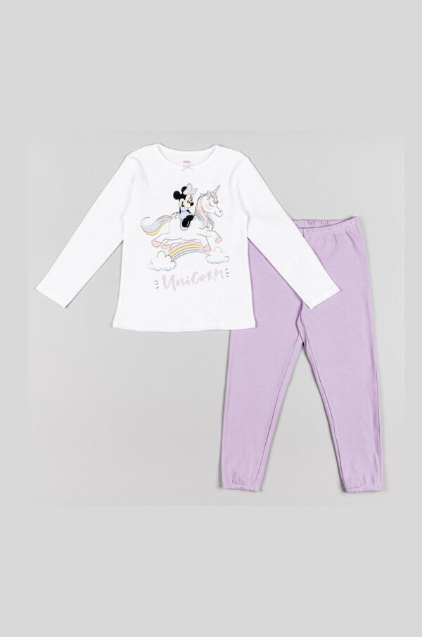 zippy pijama copii culoarea violet, cu imprimeu