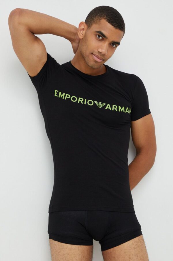 Emporio Armani Underwear pijama barbati, culoarea negru, neted