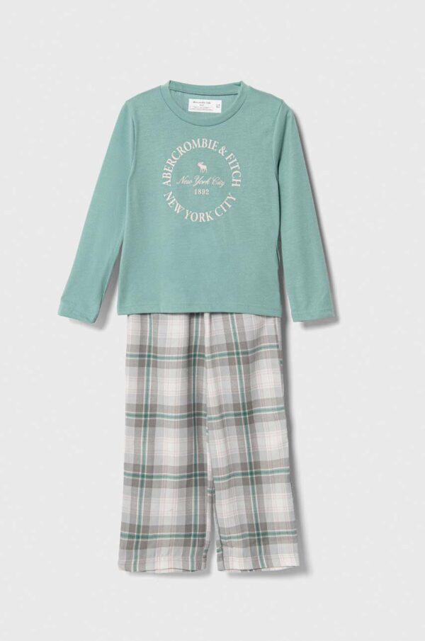 Abercrombie & Fitch pijama copii culoarea verde, modelator