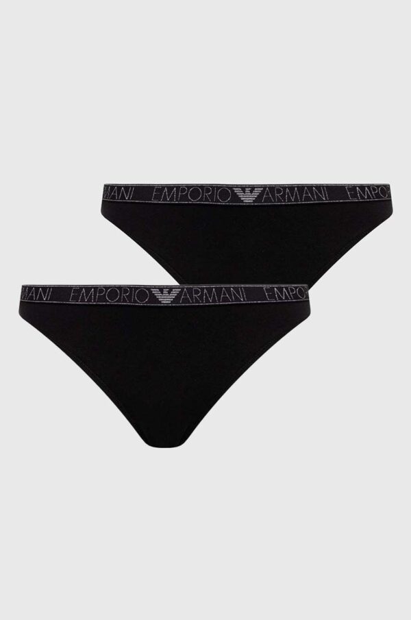 Emporio Armani Underwear tanga 2-pack culoarea negru