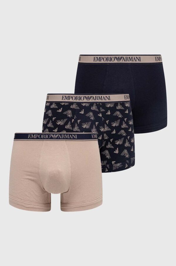 Emporio Armani Underwear boxeri 3-pack barbati, culoarea bej