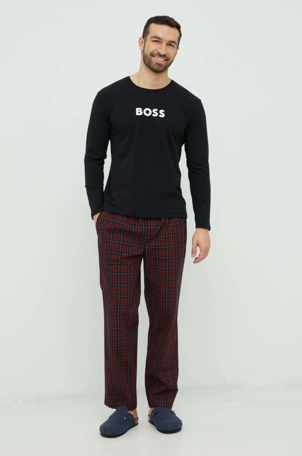 BOSS pijama barbati, culoarea negru, modelator