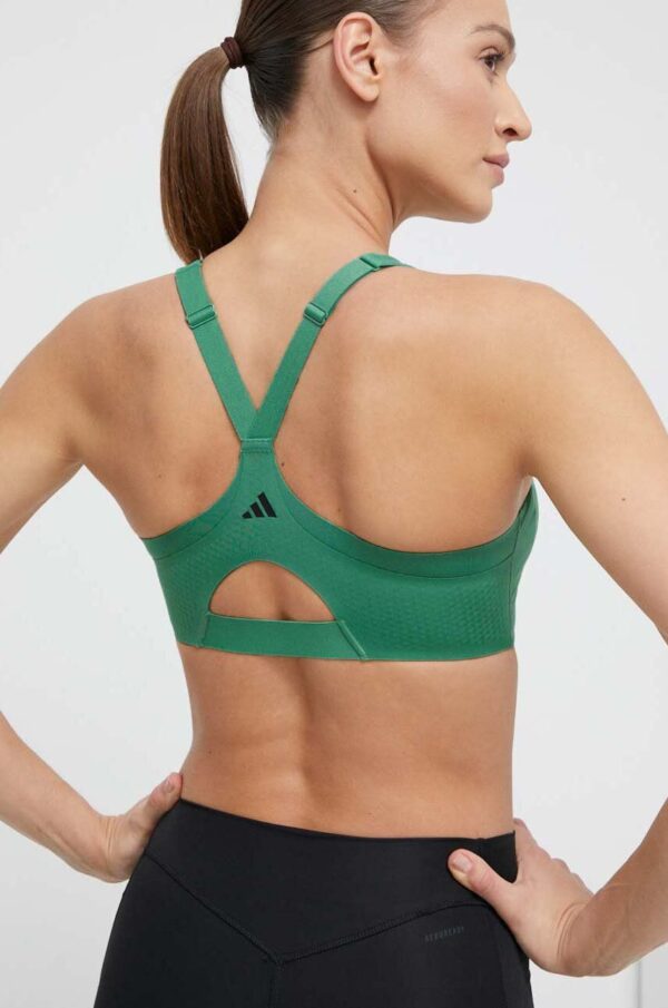 adidas Performance sutien sport Luxe culoarea verde, neted