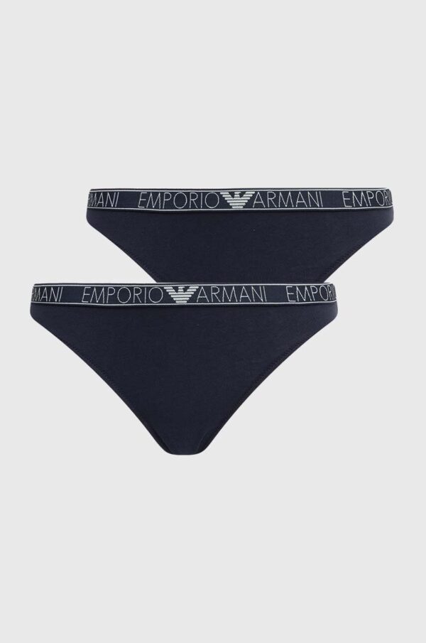 Emporio Armani Underwear tanga 2-pack culoarea albastru marin