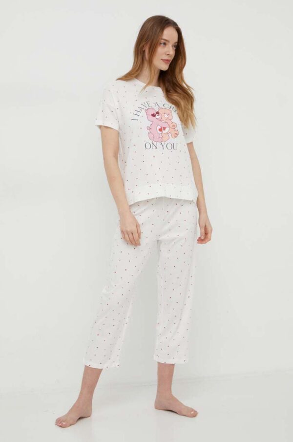 women'secret pijamale de bumbac Bear x Care Bears culoarea alb, bumbac, 3137596