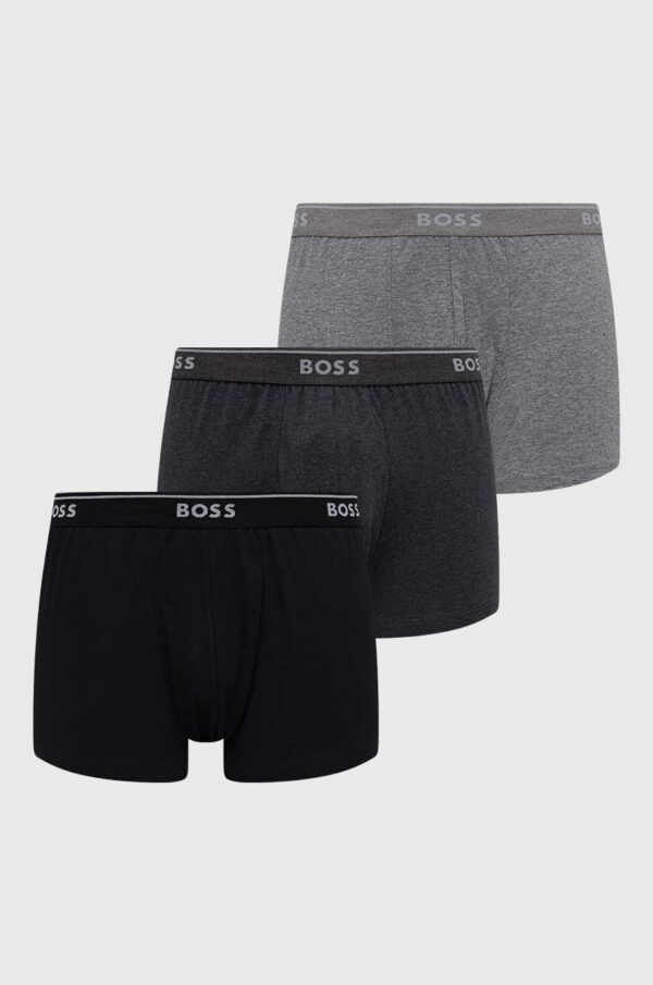 BOSS boxeri de bumbac 3-pack culoarea gri