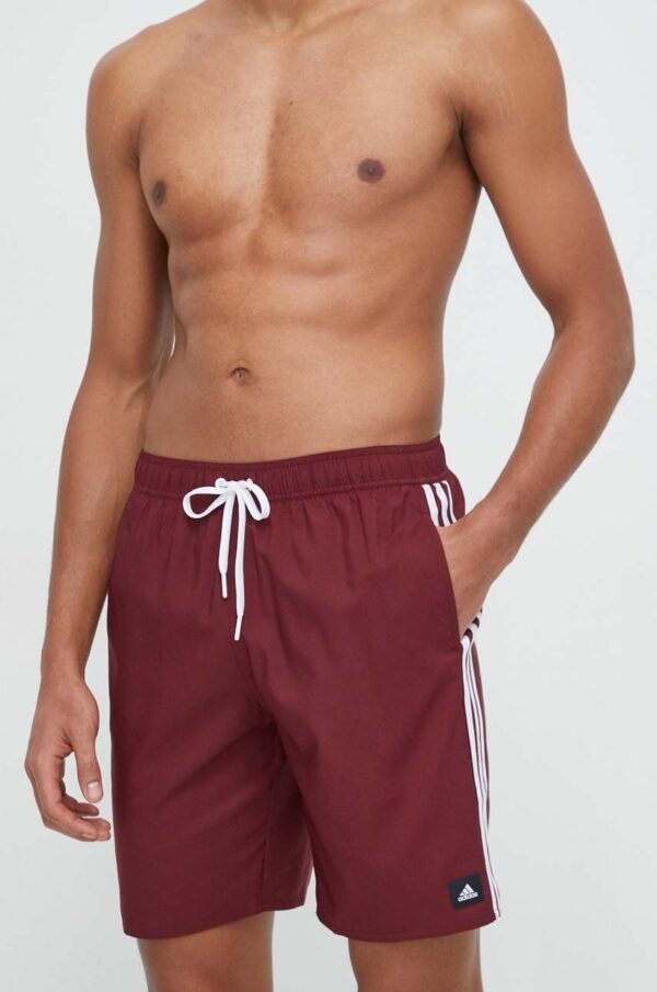 adidas Performance pantaloni scurti de baie 3Stripes CLX culoarea bordo